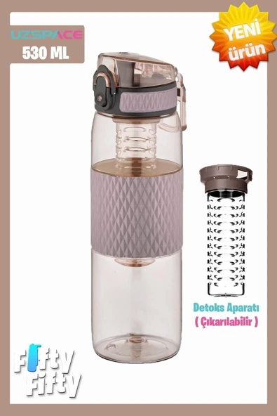 Uzspace 530ml Detoks Aparatlı Silikon Gövde Tritan Su Matarası - 1