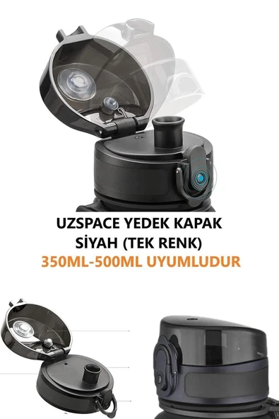 Uzspace 350-500ml Uyumlu Yedek Kapak --sadece Ile Uyumludur---tek Renk Siyah - 1