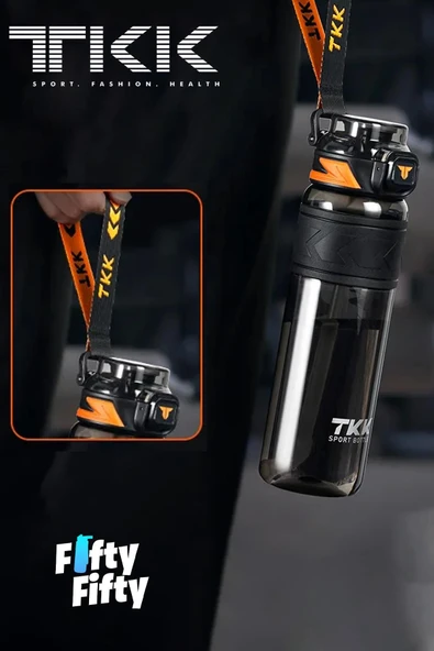 Vagonlife TKK 600 ML Çift Kullanım Pipetli/Rahat içim Bpa İçermeyen Taşıma Askılı Tritan Su Matarası FFTKK1019 - 8
