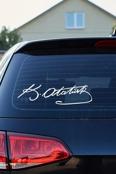 Birim Matbaa Atatürk Imza Folyo Sticker Oto Sticker Araba Sticker Modifiye Tuning Çıkartma Cam Sticker 25x6,8cm - 1
