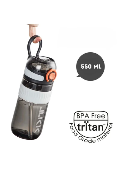 Vagonlife TKK 550ml Silikon Pipetli Taşıma Kulplu Dayanıklı Malzeme Tritan Spor Matara - 3
