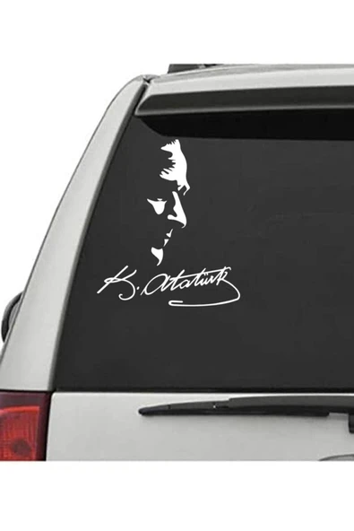 ModernSanatDükkanı Ulu Önder Mustafa Kemal Atatürk 23x20 cm Sticker Araba, Motorsiklet, Laptop, Cam Sticker - 1