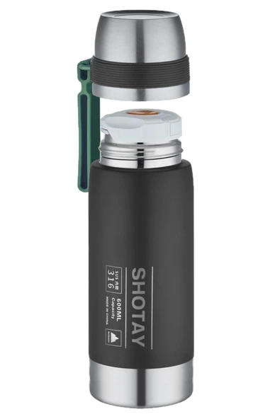 Shotay 600 Ml Çelik Kamp Termosu Ağızlık Ve Ekstra Bardaklı Kullanım 24 Saate Kadar Yalıtım - 3