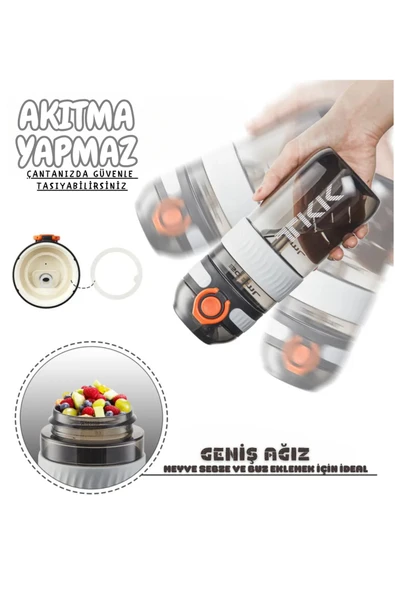 Vagonlife TKK 550ml Silikon Pipetli Taşıma Kulplu Dayanıklı Malzeme Tritan Spor Matara - 2