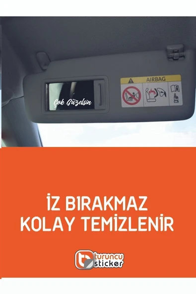 Turuncu Çok Güzelsin Araba Güneşlik Ayna Yazısı -Etiket Sticker 8x2cm - 2
