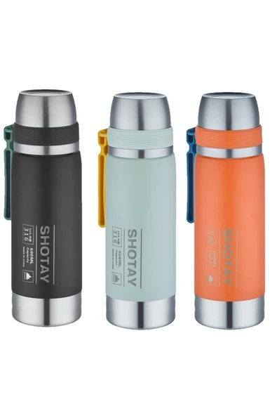 Shotay 600 Ml Çelik Kamp Termosu Ağızlık Ve Ekstra Bardaklı Kullanım 24 Saate Kadar Yalıtım - 4