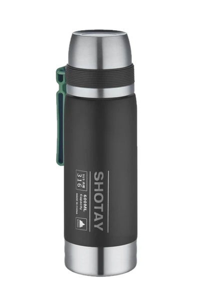 Shotay 600 Ml Çelik Kamp Termosu Ağızlık Ve Ekstra Bardaklı Kullanım 24 Saate Kadar Yalıtım - 1