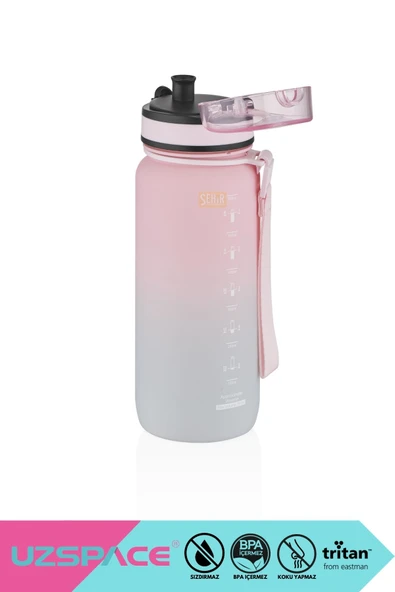 Uzspace 650ml Yeni Çift Renkli Sızdırmaz BPA İçermez Kilitlenebilir Kapaklı Motivasyonel Tritan Su Matarası - Resim 2