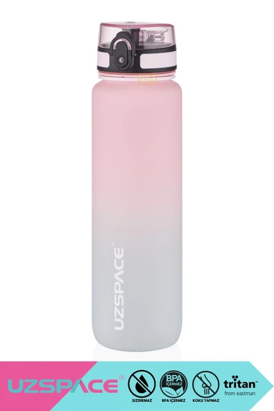 Uzspace 1000ml Yeni Çift Renkli Sızdırmaz BPA İçermez Kilitlenebilir Kapaklı Motivasyonel Tritan Su Matarası - 1
