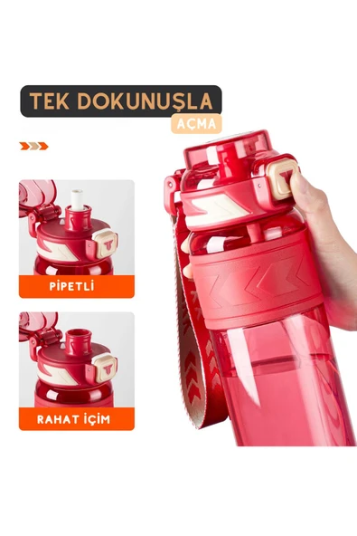 Vagonlife TKK 600ml Pipetli/Pipetsiz Kullanıma Uygun Ölçü Skalalı Tritan Spor Matara - 6