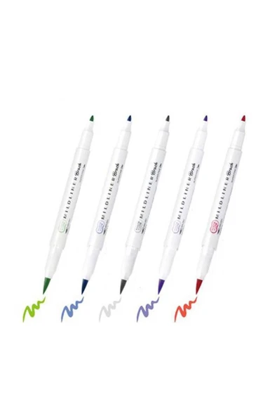 Zebra Mildliner Fırça Uçlu Fosforlu Kalem 5li Wft8 5cnc Model 2 - Resim 2