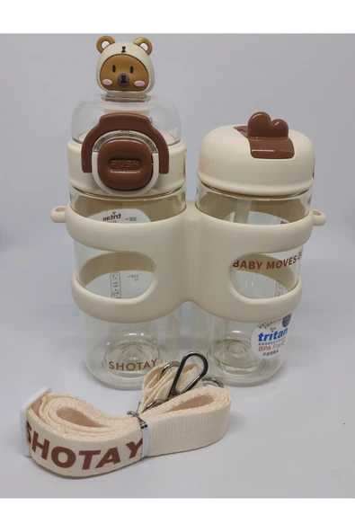 Shotay Çift Gözlü 900Ml Tritan Matara Beyaz ürün görseli