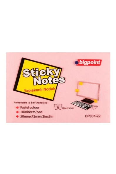 Bigpoint Bıgpoınt Yapıskanlı Kagıt 50x75 Pembe 1 Lı(801) ürün görseli