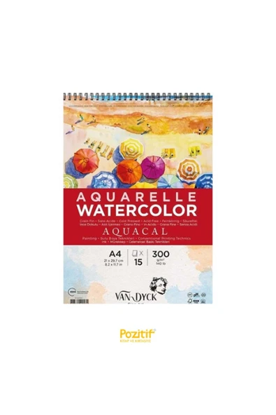 Van Dyck Aquacal Ince Dokulu Coldpress A4 Üstten Spiralli 15 Yaprak Suluboya Blok ürün görseli