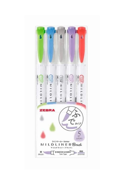 Zebra Mildliner Fırça Uçlu Fosforlu Kalem 5li Wft8 5cnc Model 2 ürün görseli