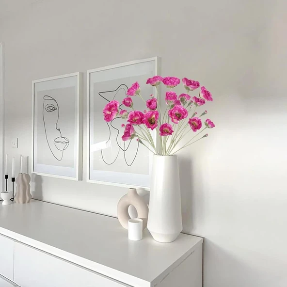 Yapay Çiçek Gelincik Çiçeği Fuşya Renk 3 Çiçek 1 Tomurcuk 59Cm - Resim 3