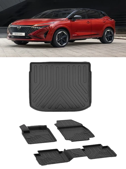Sahler Nissan Qashqai 2022 ve Sonrası Benzin/Hybrit 4.5D Paspas 3D ÜST Rizline Bagaj HAvuzu ürün görseli