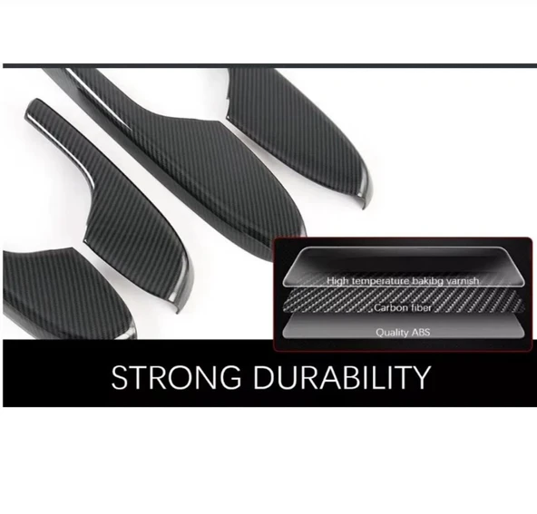 Honda Civic FK7 FC5 Type-R için 2016-2021 Karbon Fiber Kapı Kol Dayama Koruyucu Kapak Trim - Resim 4