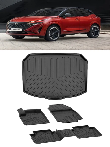 Sahler Nissan Qashqai 2022 ve Sonrası Benzin/Hybrit 4.5D Paspas 3D ALT Rizline Bagaj HAvuzu ürün görseli