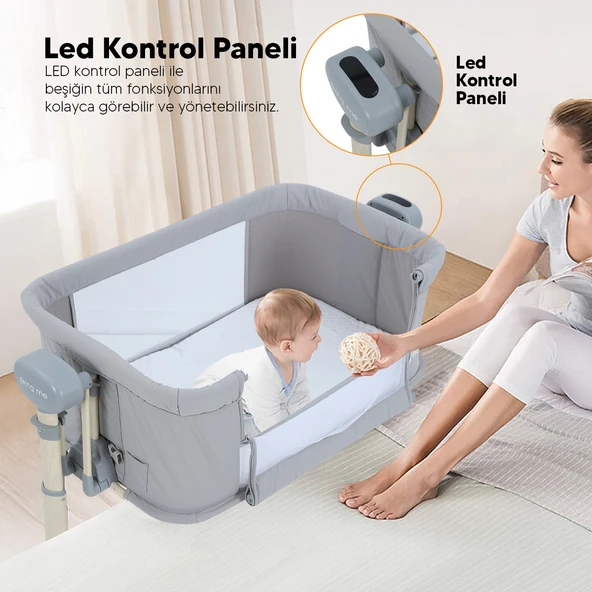 Huggy Swing Me Otomatik Sallanabilir Katlanabilir Alüminyum Anne Yanı Beşik - 9