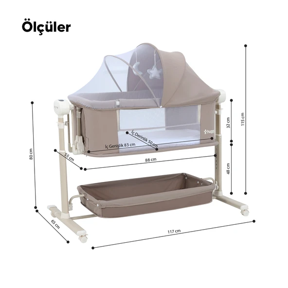 Huggy Swing Me Otomatik Sallanabilir Katlanabilir Alüminyum Anne Yanı Beşik - 10