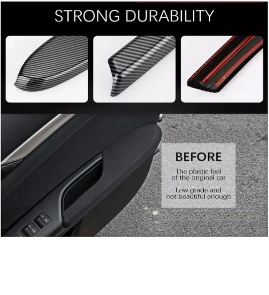 Honda Civic FK7 FC5 Type-R için 2016-2021 Karbon Fiber Kapı Kol Dayama Koruyucu Kapak Trim - Resim 5