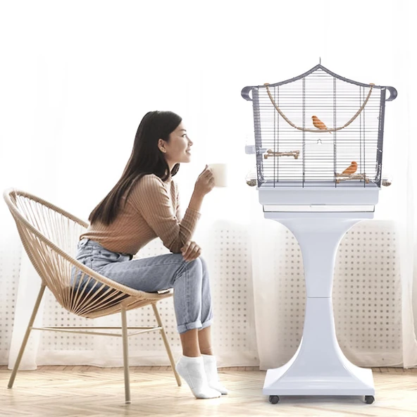 Imac Sofıa Ayaklı Kuş Kafesi Morcivert 62,5x33x61/132cm - Resim 2