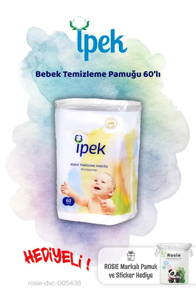 İpek Bebek Temizleme Pamuğu 60'lı ve Rosie Pamuk hediye ürün görseli