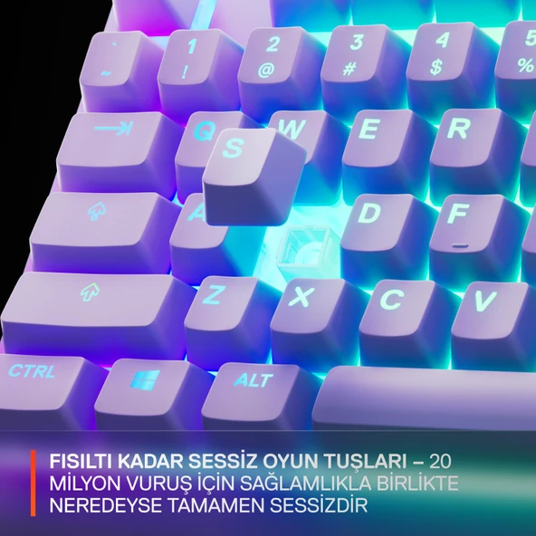 SteelSeries Apex 3 TKL RGB Suya ve Toza Dayanıklı Türkçe Gaming Klavye – Lila - Resim 5