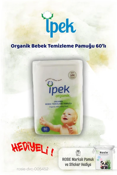 İpek Organik Bebek Temizleme Pamuğu 60'lı ve Rosie Pamuk hediye ürün görseli