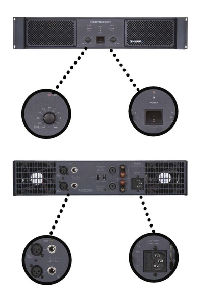Startech Omcron P-2000 2x1000W Çift Çıkışlı Stereo Power Anfi Güç Anfisi
