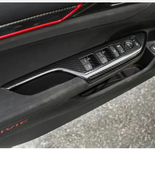 Honda Civic Fk7 Fc5 2017-2020 Iç Kapı Kol Dayama Karbon Fiber 2 Adet Ön Taraf 2 Adet Arka - 1