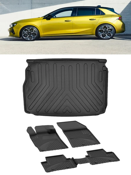 Sahler Opel Astra L 2022 ve Sonrası 4.5D Paspas 3D Rizline ÜST Bagaj Havuzu Set ürün görseli