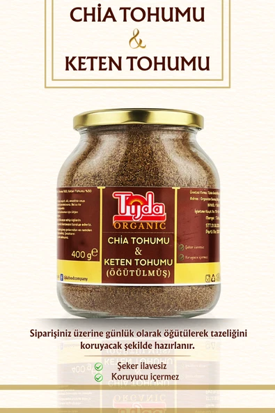 Chia Tohumu %50, Keten Tohumu %50 Öğütülmüş Toz 400 gr Doğal Lif Kaynağı