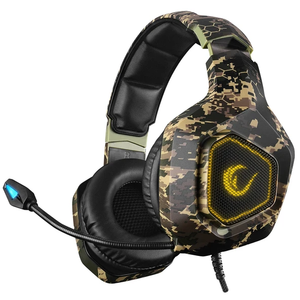 Rampage Rm-k8 Attack Kamuflaj Renkli Usb 7.1 Version Rainbow Ledli Gaming Oyuncu Mikrofonlu Kulaklık