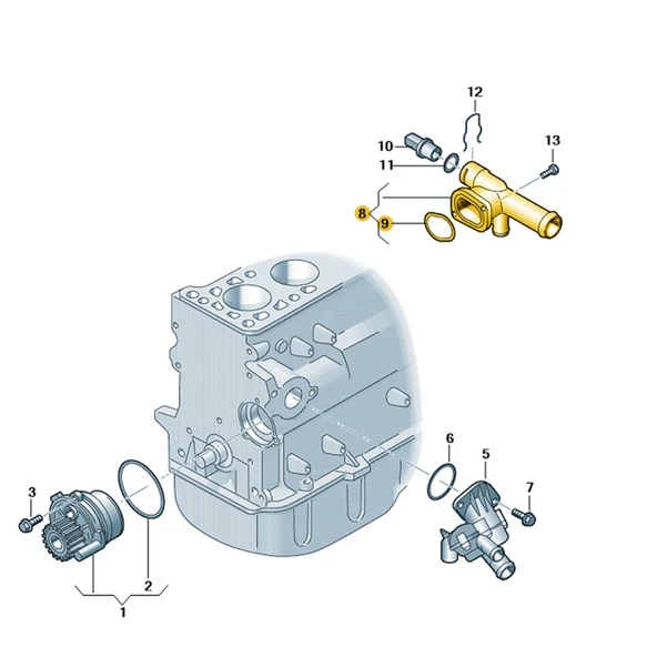 VW Crafter 2012-2016 2.0 Motor Hararet Müşür Yuva Su Flanş 03L121132P - 2