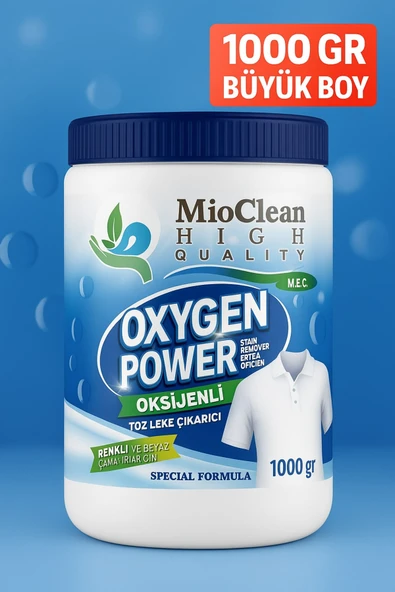 MioClean Oxygen Power – Güçlü Toz Leke Çıkarıcı & Ağartıcı Çamaşır Deterjanı (1000 gr) | Renkli ve Beyaz Çamaşırlar İçin