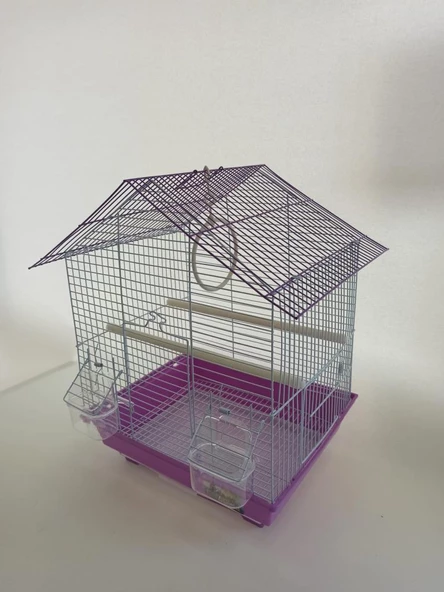 QH KUŞ KAFESİ 34.5 x 28 x 45.5 cm Mor Muhabbet ve Kanarya için Renkli Kafes - 2
