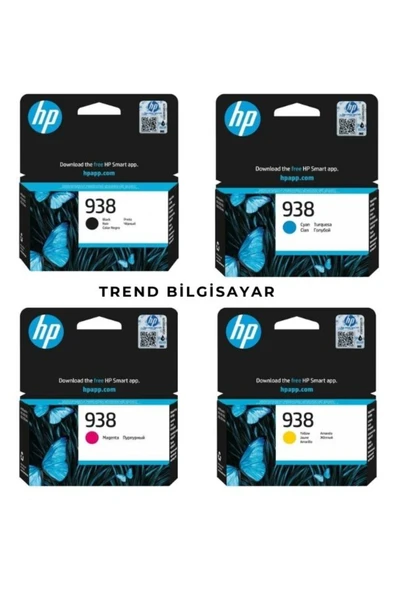 HP 938 4'lü Takım ve Seti Orijinal Mürekkep Kartuş