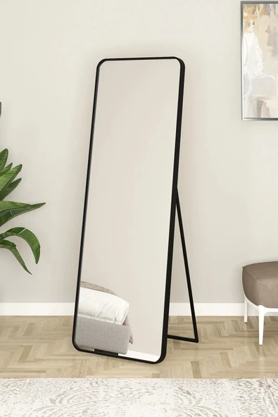 Real Oval Kesimli Metal Çerçeveli Ayaklı Boy Aynası Salon Aynası Yatak Odası Aynası 60 x 170 cm