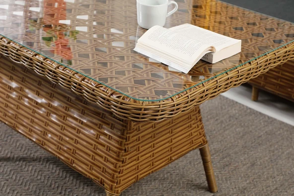 Zigonzi Vilza, 3+1+1 Rattan Bahçe Mobilyası, Kahverengi - 5