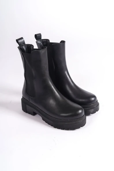 JET-LORA Bağcıksız Lastikli Ortopedik Taban Kadın Bot CST - Siyah - Resim 4