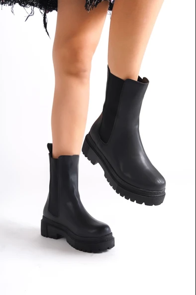 JET-LORA Bağcıksız Lastikli Ortopedik Taban Kadın Bot CST - Siyah - Resim 3