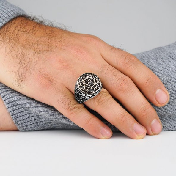 Mührü Süleyman 925 Ayar Gümüş Yüzük - Resim 2