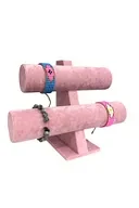 Süet Kaplama Pembe Renk 26/18 Cm Iki Kademeli Saat Bileklik Sergileme Standı ürün görseli