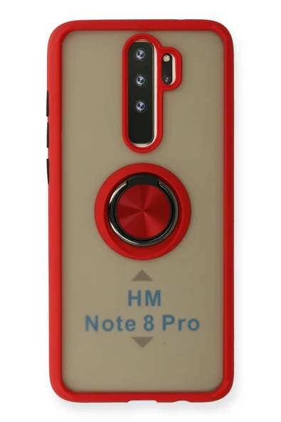 Xiaomi Redmi Note 8 Pro Kılıf Montreal Yüzüklü Silikon Kapak - Kırmızı - 1