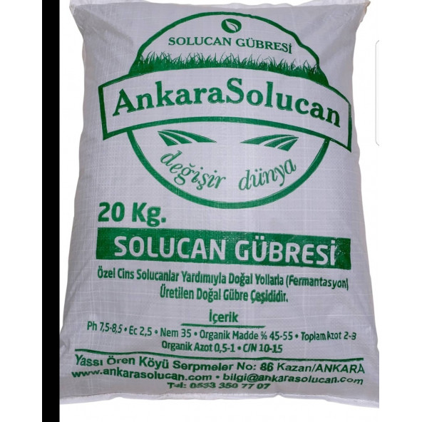 Ankara Solucan Katı Solucan Gübresi 20kg  Ürünlerimiz Tarım Bakanlığından Tescil ve Onaylı dır