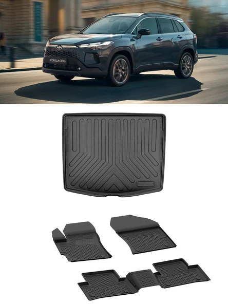 Sahler Toyota Corolla Cross 2022 ve Sonrası 4.5D Sahler Paspas ve 3D Rizline Bagaj  Havuzu Set ürün görseli