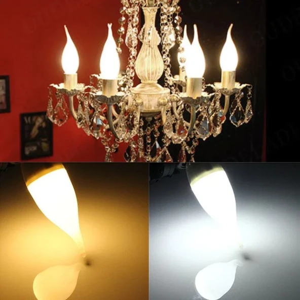 Cata CT-4084 LED Ampul 8W E14 Kıvrık Buji Mum Ampul Beyaz Işık 6400K Avize Dekoratif Enerji Tasarruflu Aydınlatma - 2