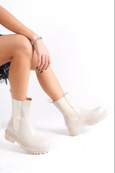 JET-LORA Bağcıksız Lastikli Ortopedik Taban Kadın Bot  CKT - Krem ürün görseli